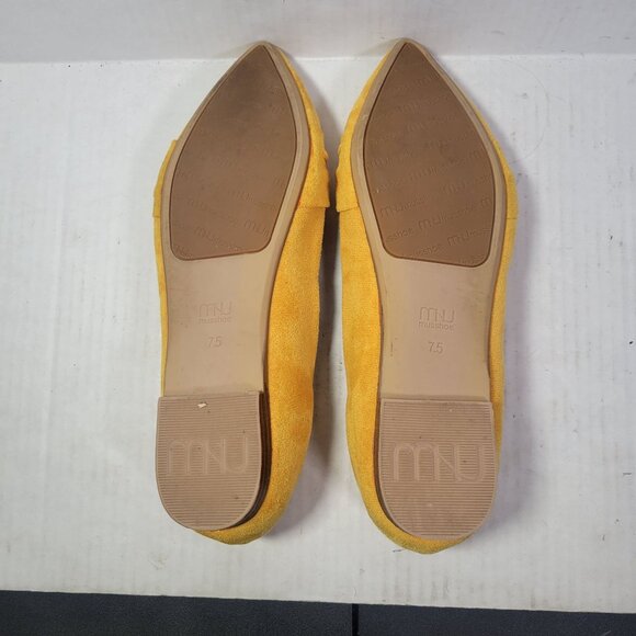 MNU Musshoe Women Yellow Pointed Toe Flats With Bow Detail Size 7.5 - Picture 7 of 7